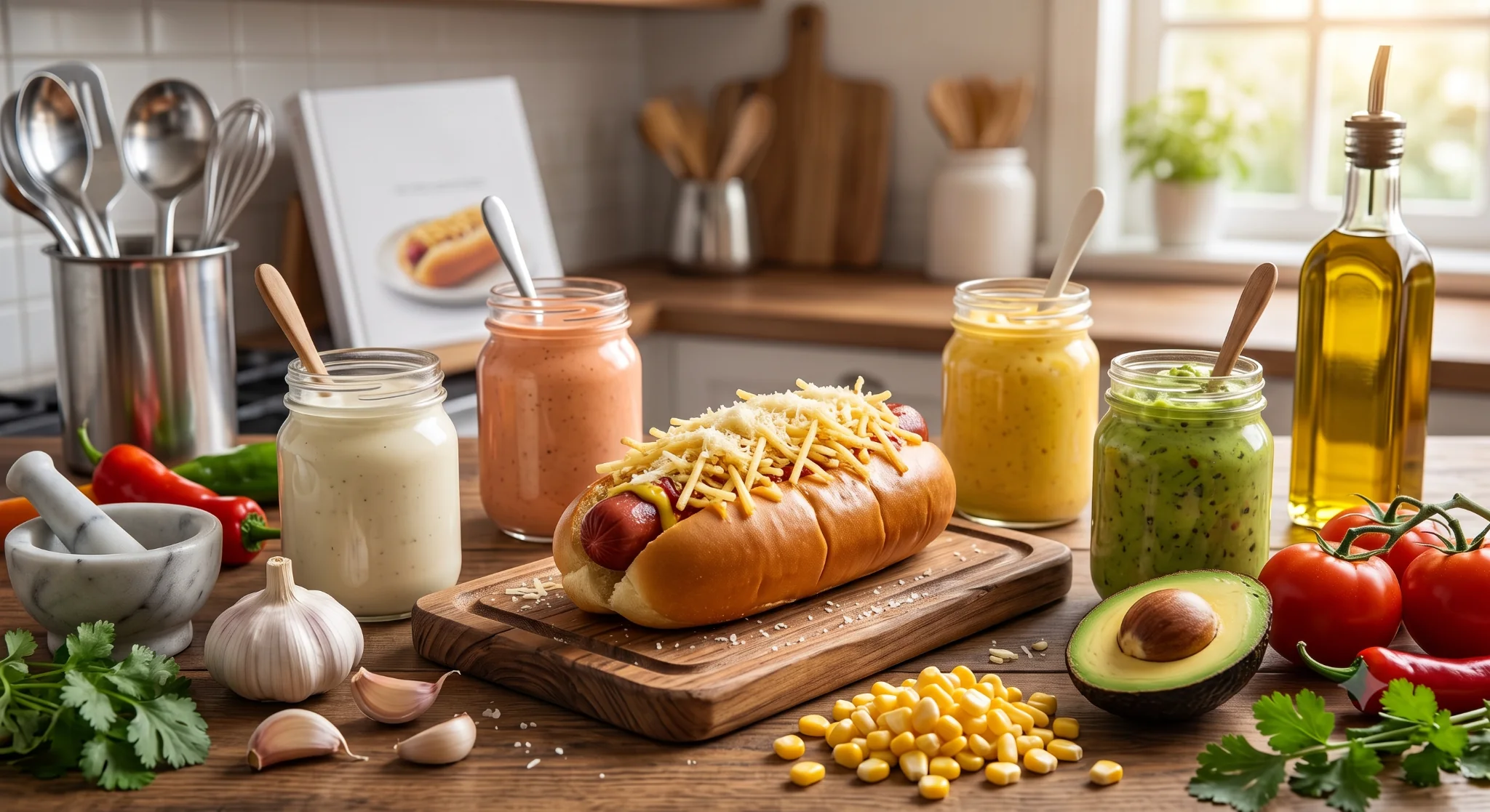 Barra de Salsas para perros calientes armada